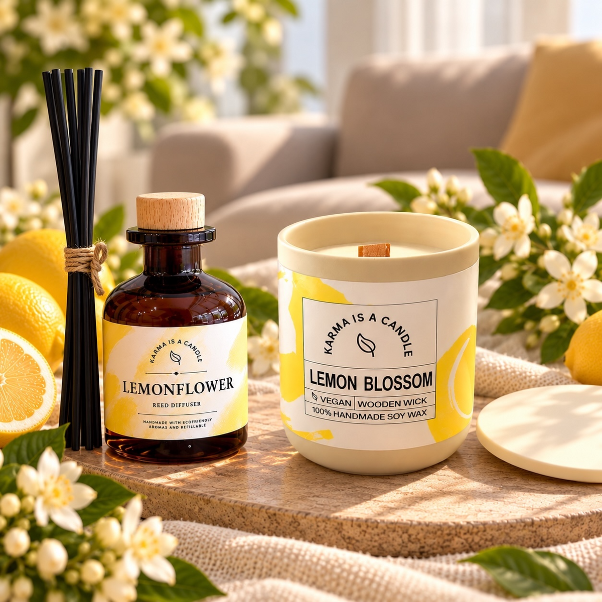 Lemon Blossom | Αρωματικό Κερί & Reed Diffuser
