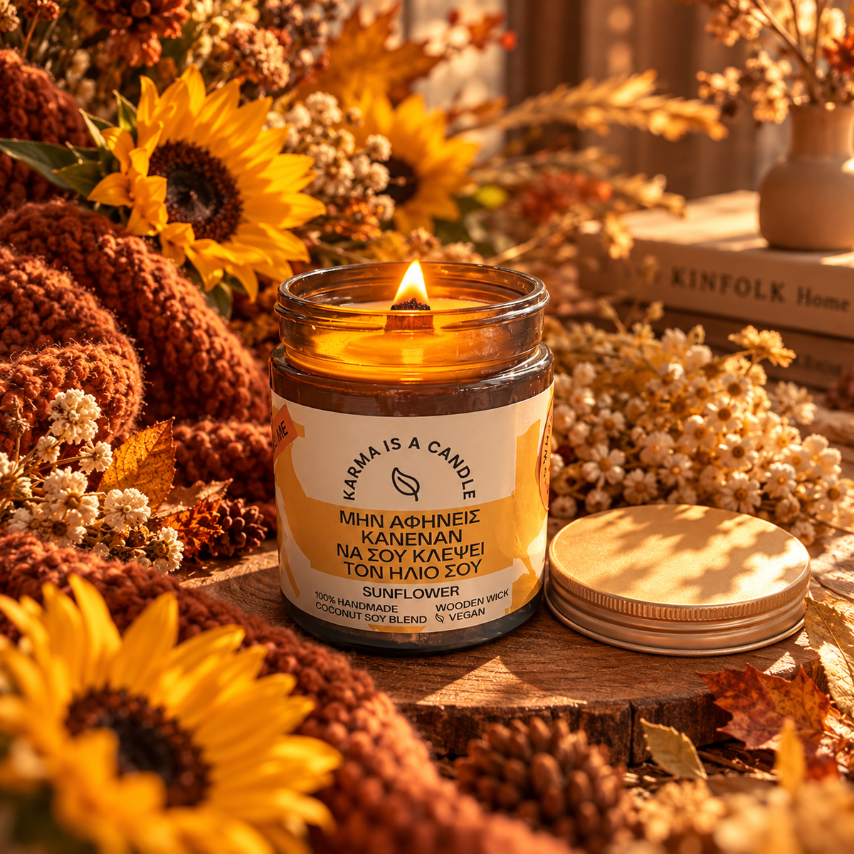 Handmade Sunflower candle - Don't let anyone steal your sunshine.