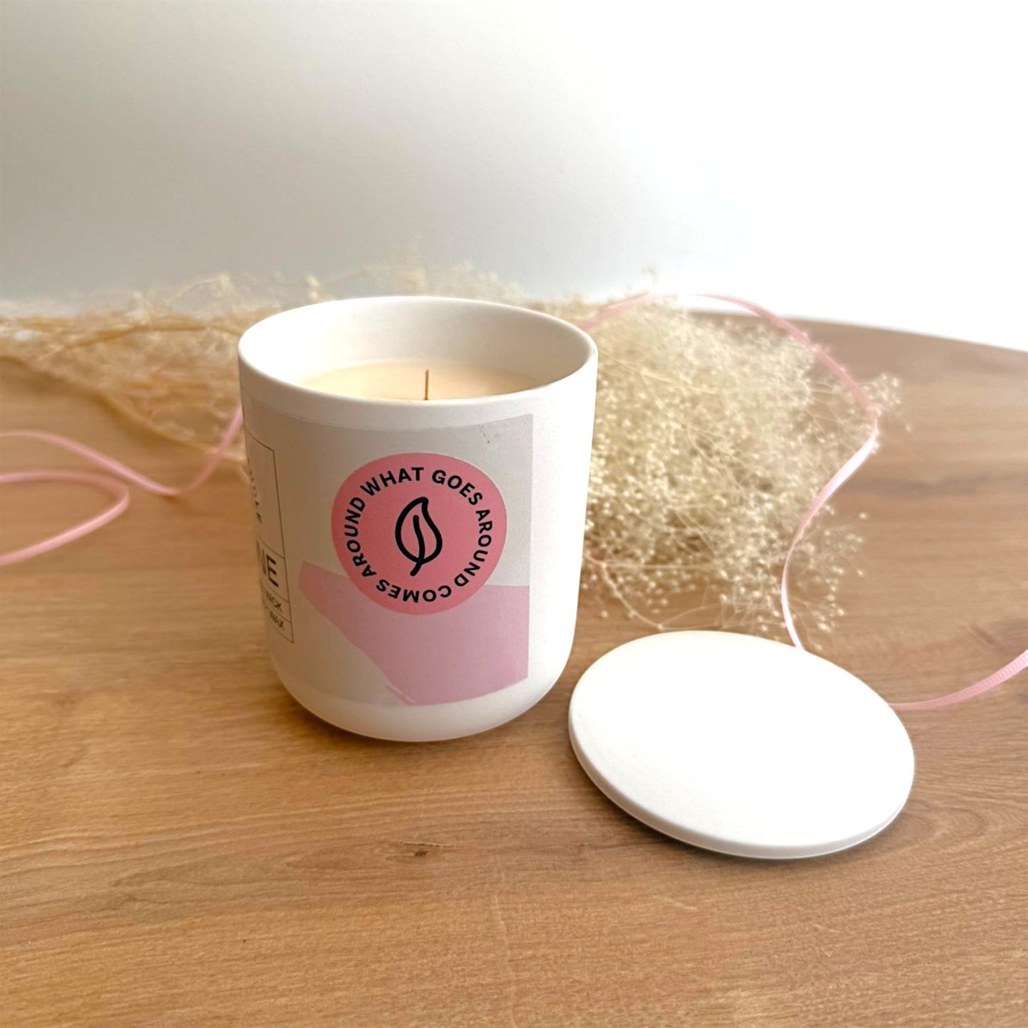 Handmade Soy Candle in a Ceramic Jar with Lid - Jasmine
