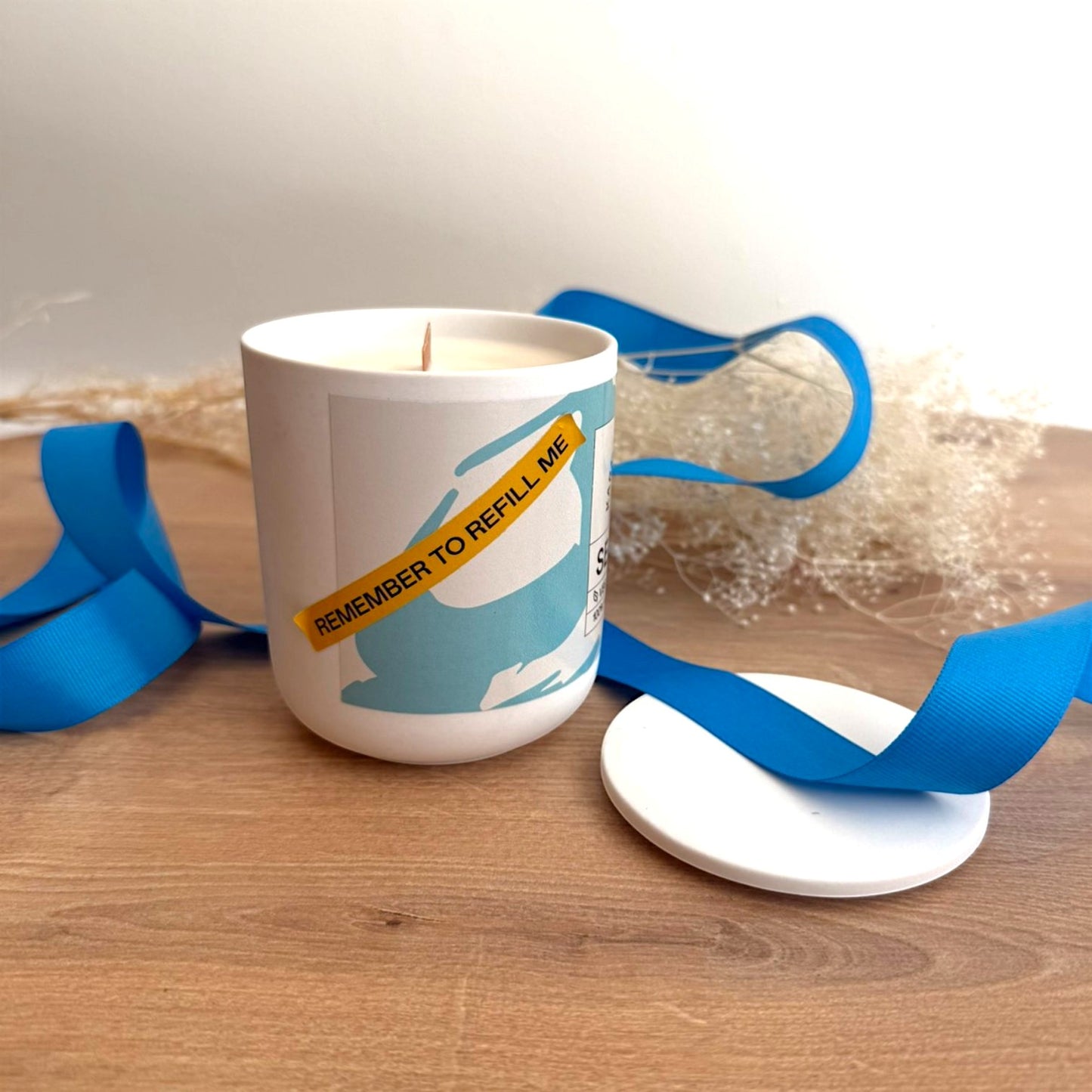 Handmade candle in ceramic container with lid - Sea Salt