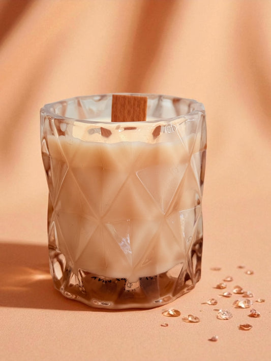VALERIA - PINK PEACHY GLASS CANDLE . HANDMADE SOY CANDLE