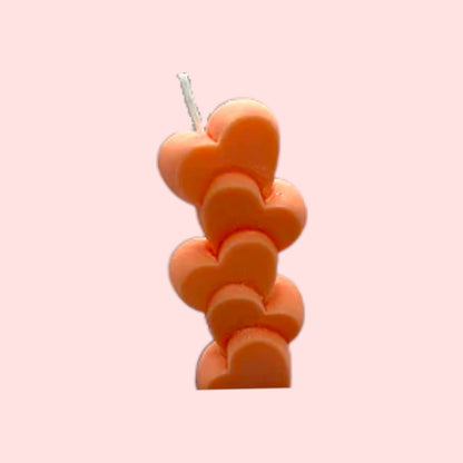 Small candlestick with hearts. Handmade from coconut wax.