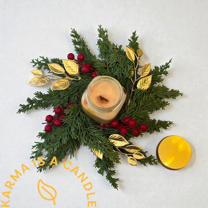 Διακόσμηση χριστουγεννιάτικου τραπεζιού- Χριστουγεννιάτικο στεφάνι με κερί για το χριστουγεννιάτικο τραπέζι