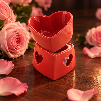 Burner for wax melts heart