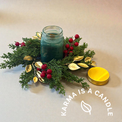 Διακόσμηση χριστουγεννιάτικου τραπεζιού- Χριστουγεννιάτικο στεφάνι με κερί για το χριστουγεννιάτικο τραπέζι