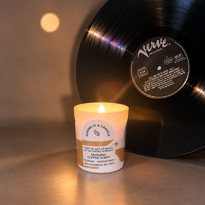Handmade soy candle with coffee scent - Musical candle