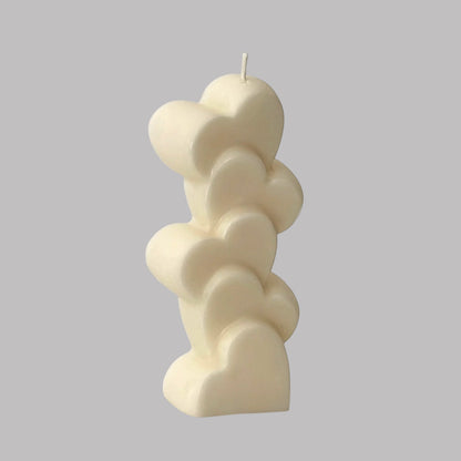 Small candlestick with hearts. Handmade from coconut wax.