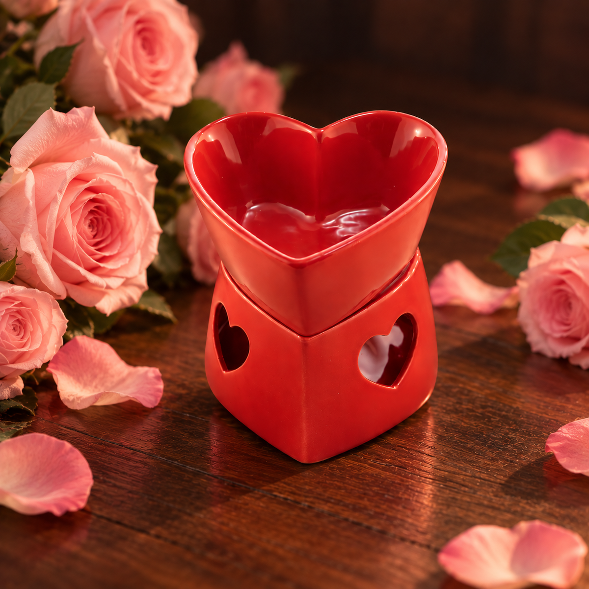 Burner for wax melts heart