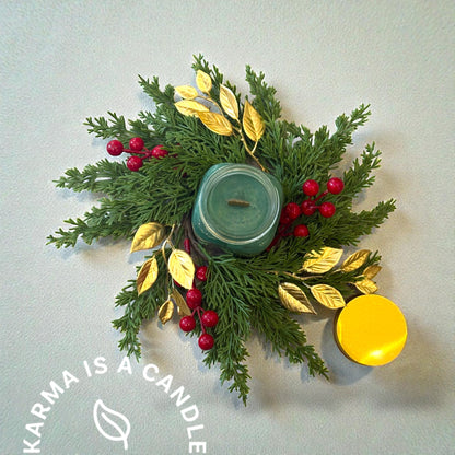 Διακόσμηση χριστουγεννιάτικου τραπεζιού- Χριστουγεννιάτικο στεφάνι με κερί για το χριστουγεννιάτικο τραπέζι