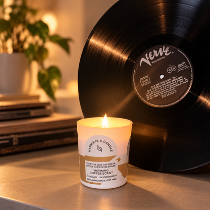 Handmade soy candle with coffee scent - Musical candle