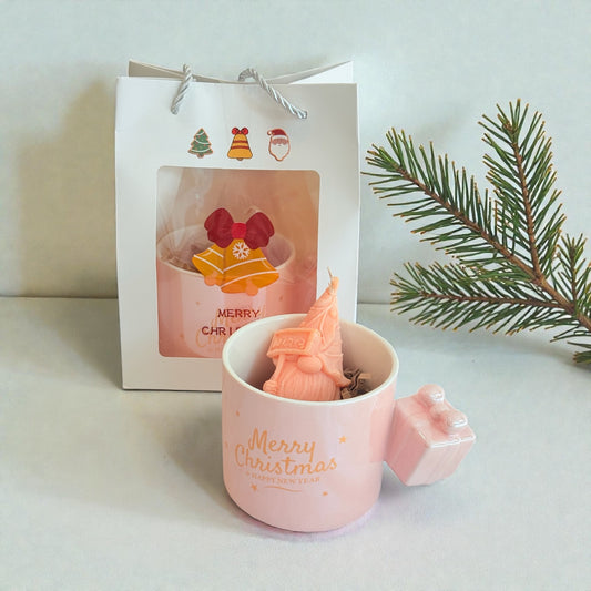 Χριστουγεννιάτικη κούπα με χειροποίητο κεράκι