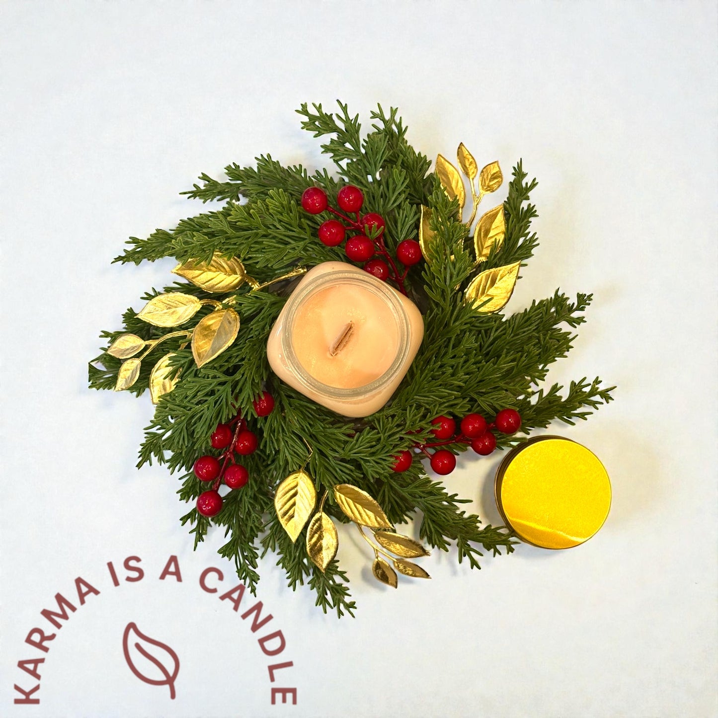 Διακόσμηση χριστουγεννιάτικου τραπεζιού- Χριστουγεννιάτικο στεφάνι με κερί για το χριστουγεννιάτικο τραπέζι