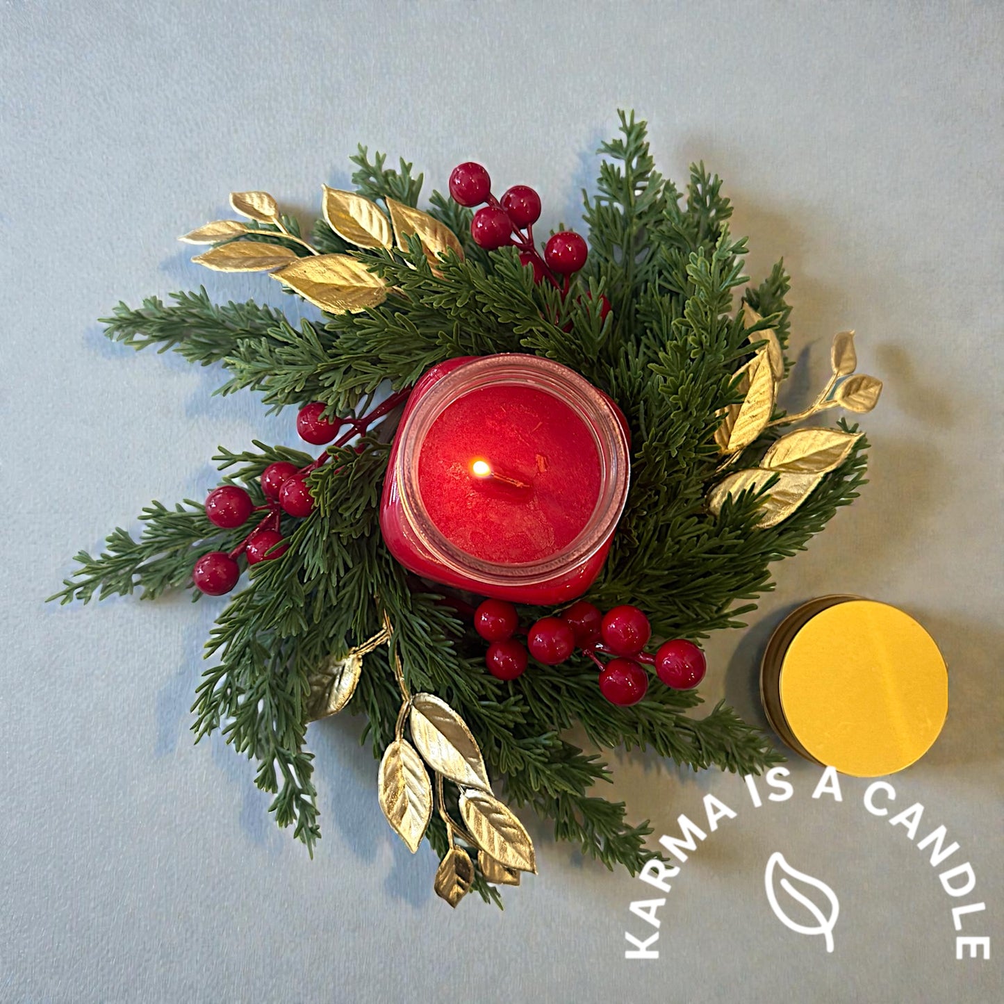 Διακόσμηση χριστουγεννιάτικου τραπεζιού- Χριστουγεννιάτικο στεφάνι με κερί για το χριστουγεννιάτικο τραπέζι