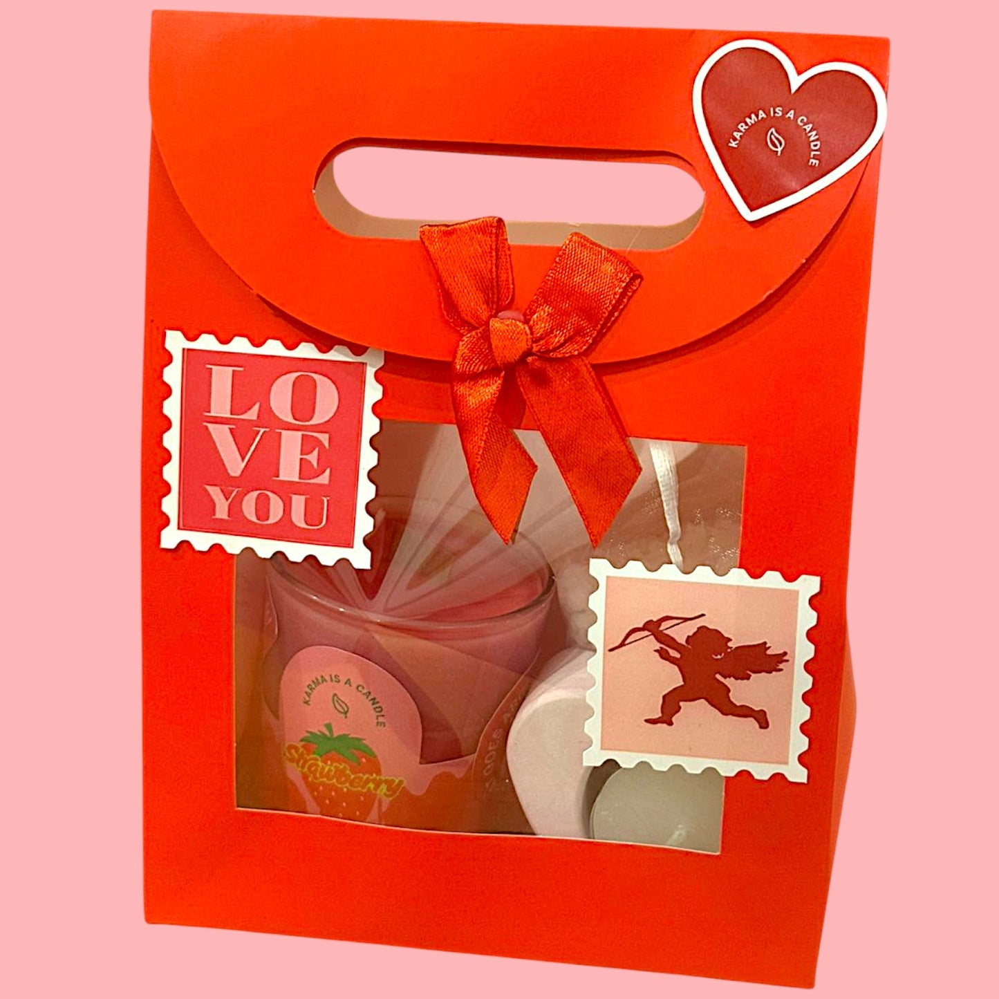 Romantic Bath Kit in a Red Bag – Strawberry Musical Candle &amp; Bath Salts