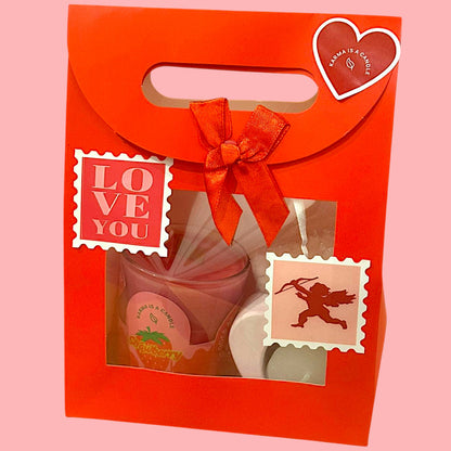 Romantic Bath Kit in a Red Bag – Strawberry Musical Candle &amp; Bath Salts