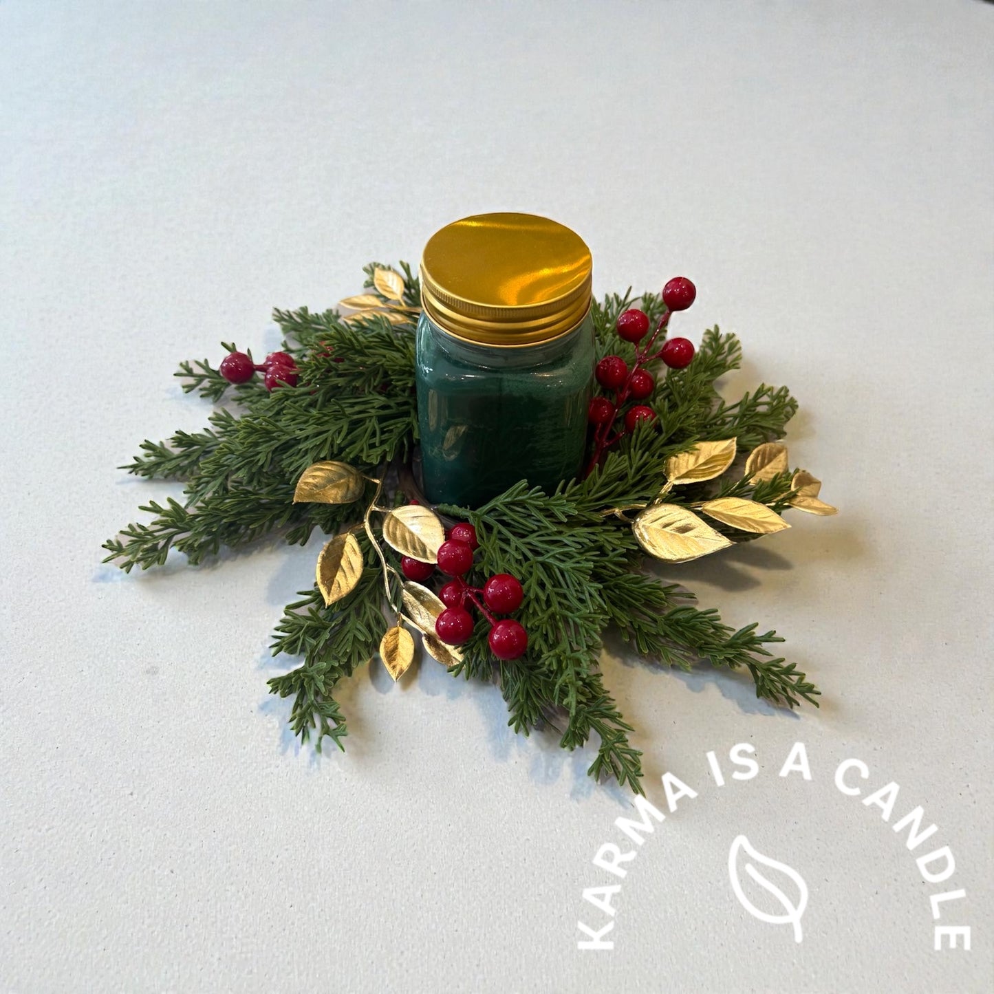 Διακόσμηση χριστουγεννιάτικου τραπεζιού- Χριστουγεννιάτικο στεφάνι με κερί για το χριστουγεννιάτικο τραπέζι