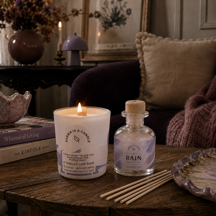 Purple Rain Ritual. Music Candle & Reed Diffuser Gift Set