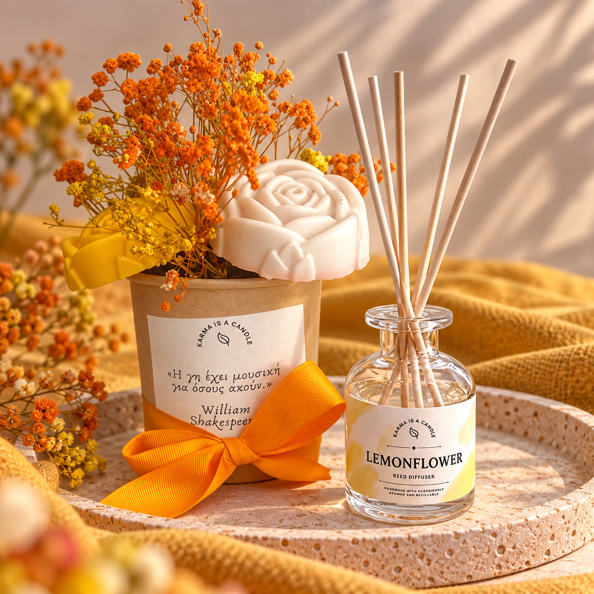 Personalized Candle Bouquet & Reed Diffuser Gift Set!