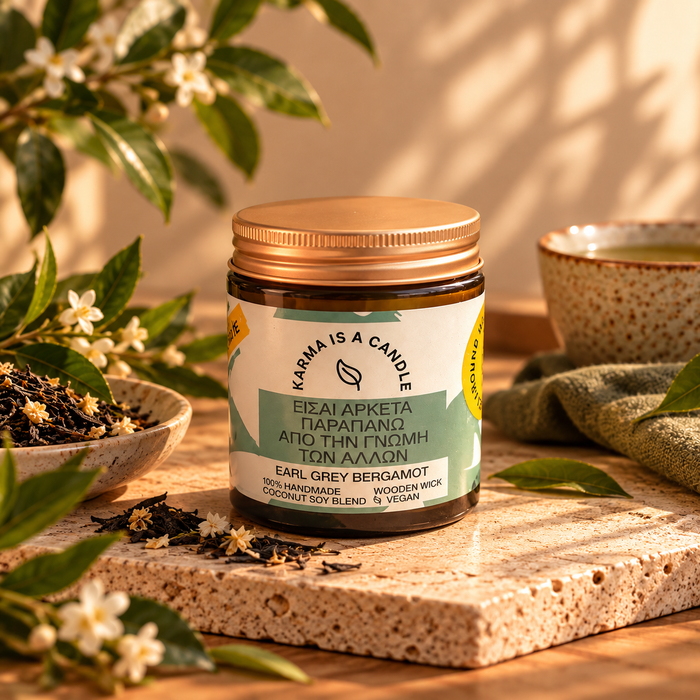 Handmade earl grey & bergamot tea candle - You are far more than the opinions of others.