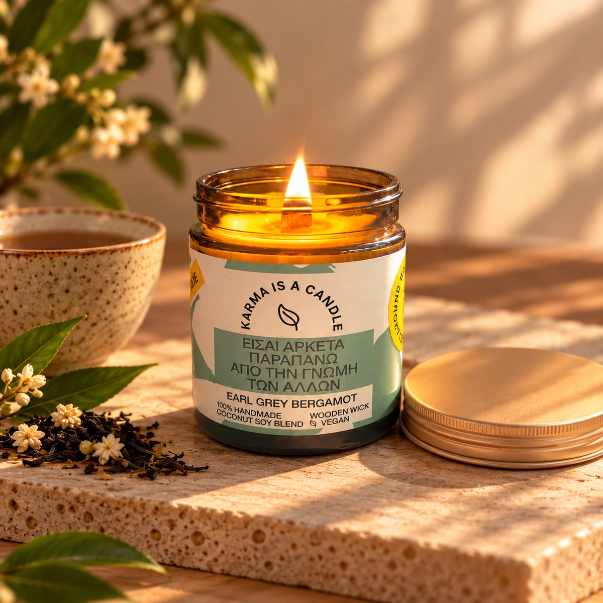 Handmade earl grey & bergamot tea candle - You are far more than the opinions of others.
