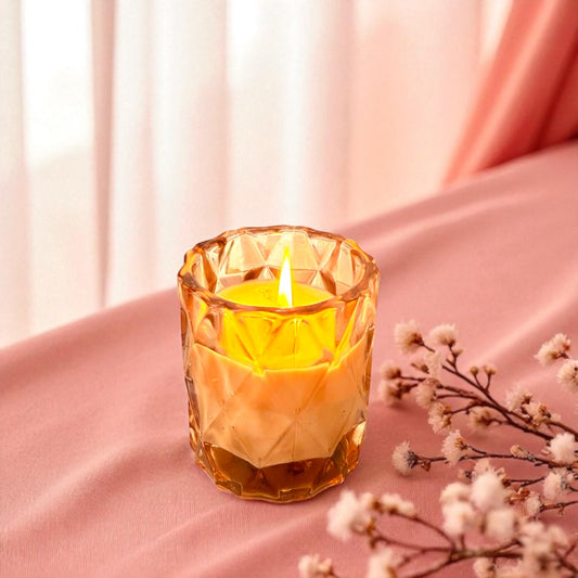 VALERIA - PINK PEACHY GLASS CANDLE . HANDMADE SOY CANDLE