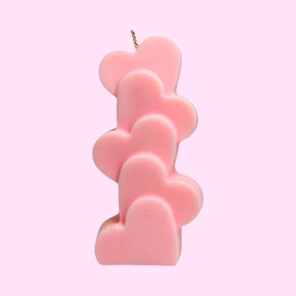 Small candlestick with hearts. Handmade from coconut wax.