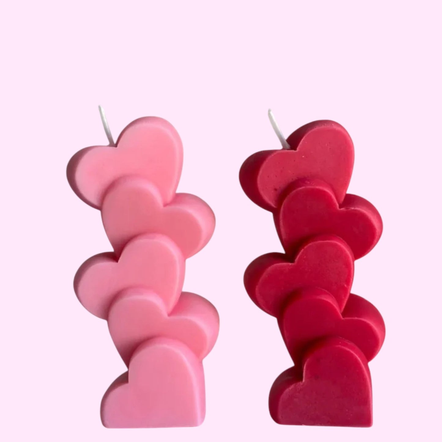 Small candlestick with hearts. Handmade from coconut wax.