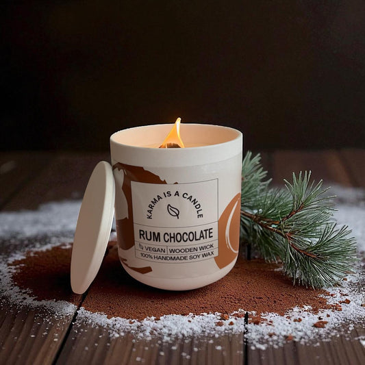 Handmade soy candle - Rum & Chocolate.