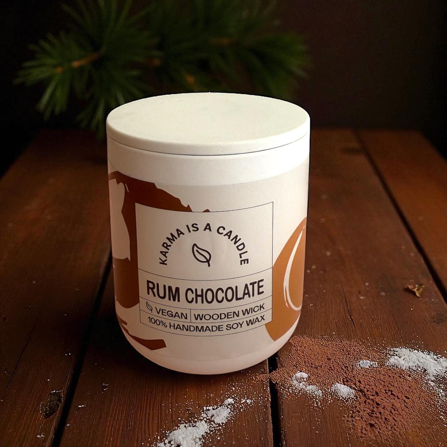 Handmade soy candle - Rum & Chocolate.