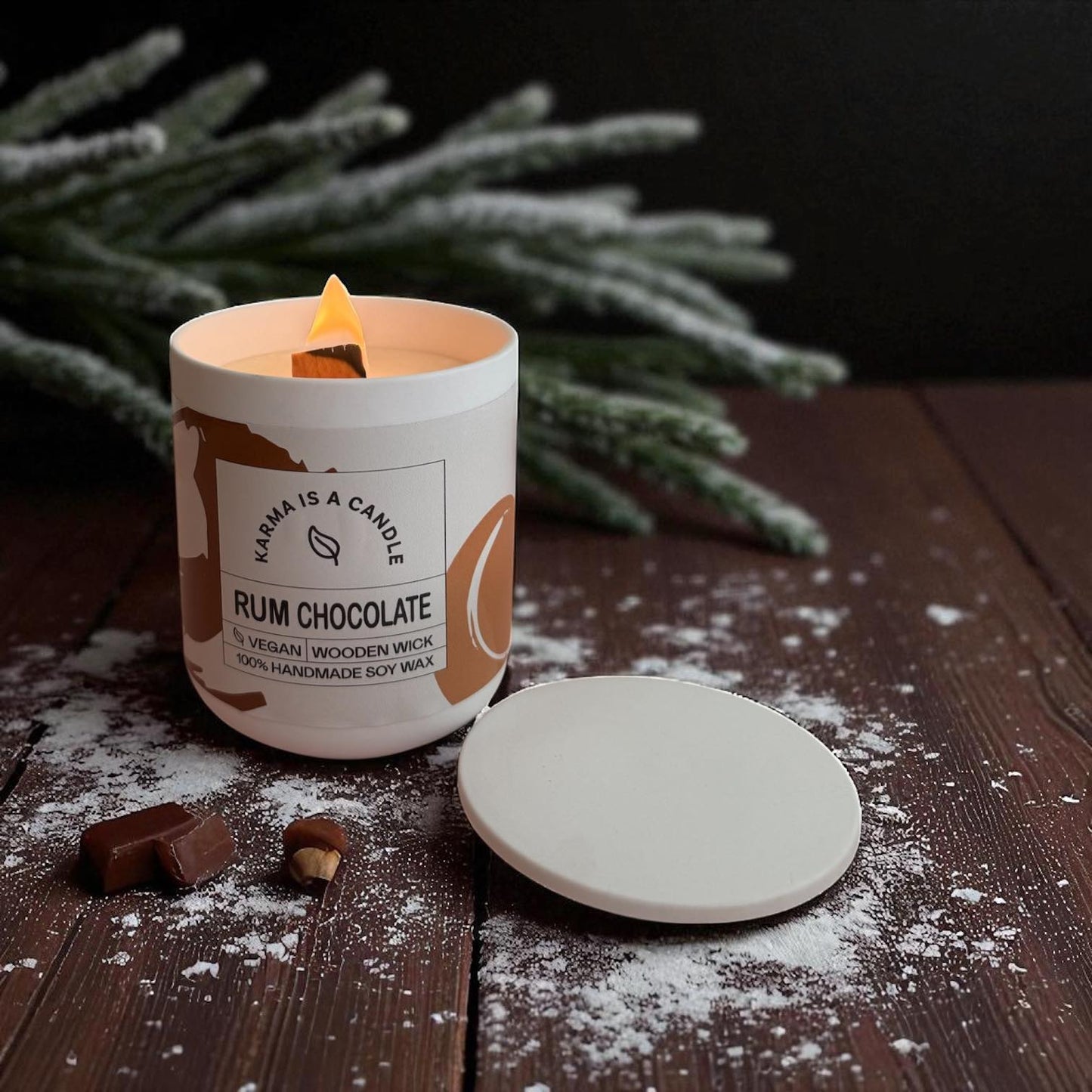 Handmade soy candle - Rum & Chocolate.