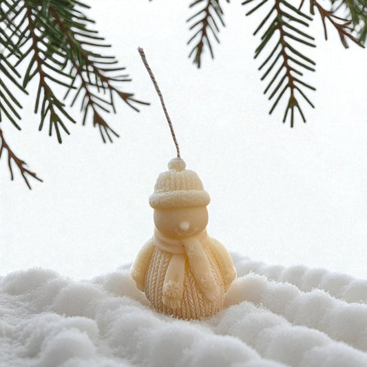 Handmade Christmas snowman candle