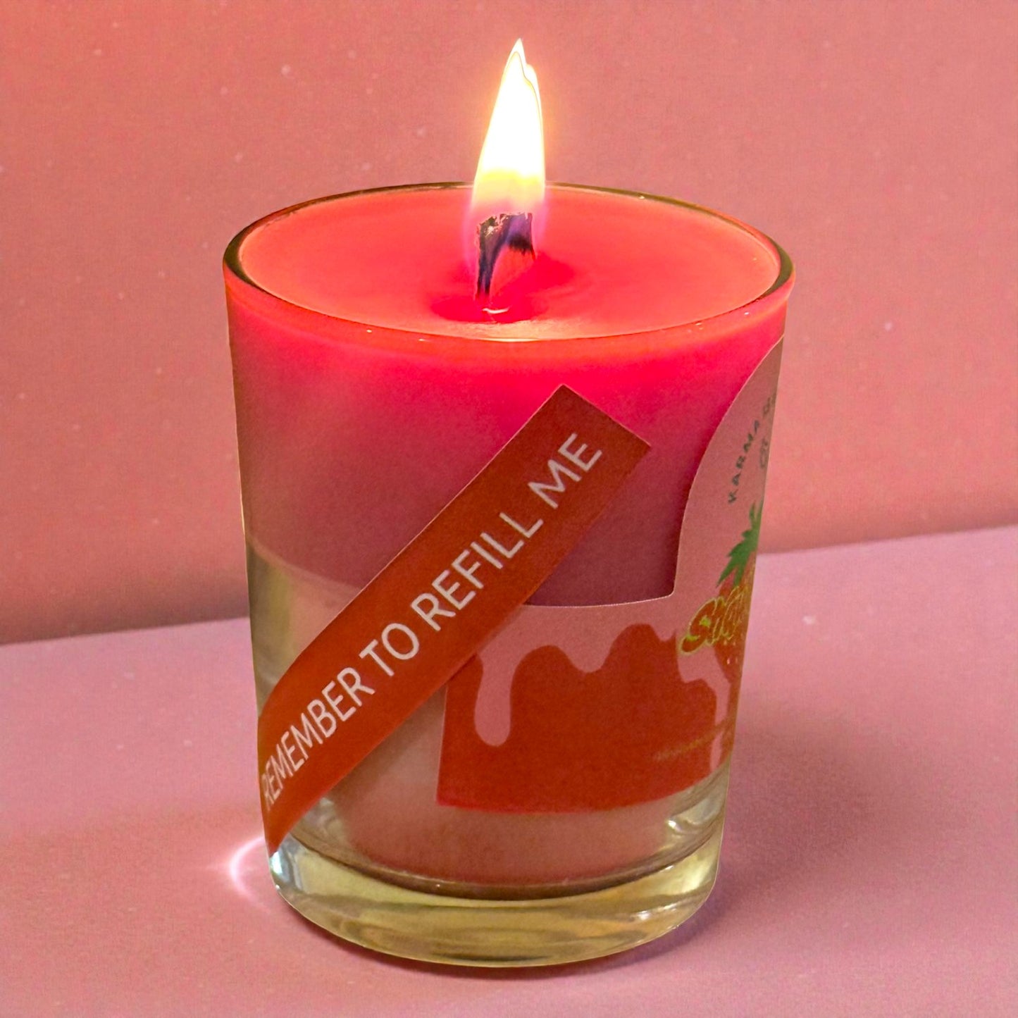 Handmade Musical Strawberry Candle with QR Playlist – Refillable | Soy &amp; Coconut Wax (127ml)