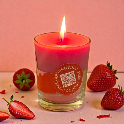 Handmade Musical Strawberry Candle with QR Playlist – Refillable | Soy &amp; Coconut Wax (127ml)