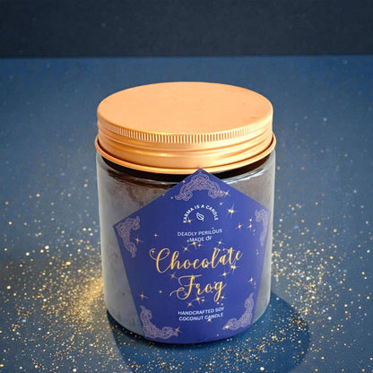 Chocolate frog candle- Χειροποίητο κερί από σόγια και καρύδα με το μαγικό άρωμα σοκολατένιου βατράχου
